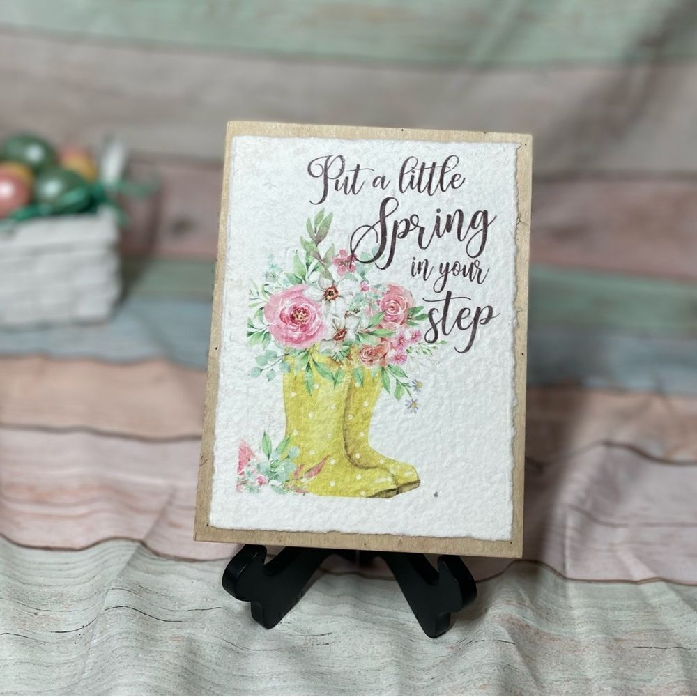 “Put A Little Spring In Your Step” NEW Tabletop Home Decor Holiday Seasonal